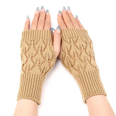 Divat téli meleg ujjatlan kesztyűk nőknek Kötött sztreccs félujjas karmelegítők Horgolt kötés rövid kesztyűk ujjatlan