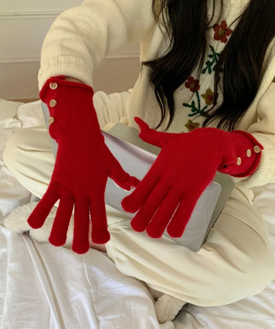 Ziemas silts pieskāriena tālrunis trikotāžas cimdi Full Finger Cimdi Touch Screen slēpošanas cimdi dūraiņi Darba cimdi sievietēm