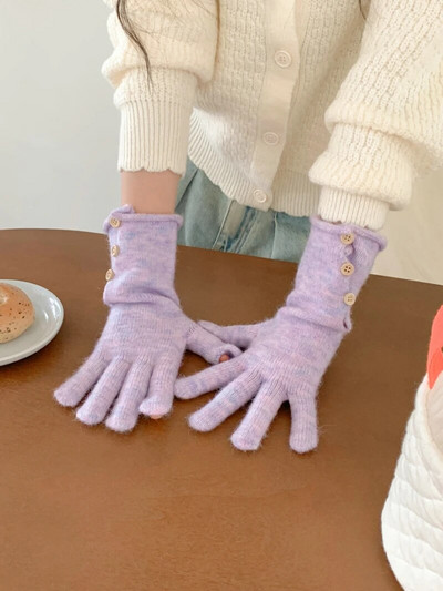 Ziemas silts pieskāriena tālrunis trikotāžas cimdi Full Finger Cimdi Touch Screen slēpošanas cimdi dūraiņi Darba cimdi sievietēm