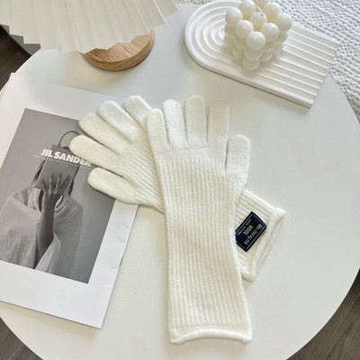 Modne mekane tople rukavice Zimske jednobojne rukavice Ženske tople pletene rukavice za skijanje na otvorenom za žene s punim prstima