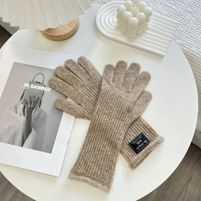 Modne mekane tople rukavice Zimske jednobojne rukavice Ženske tople pletene rukavice za skijanje na otvorenom za žene s punim prstima