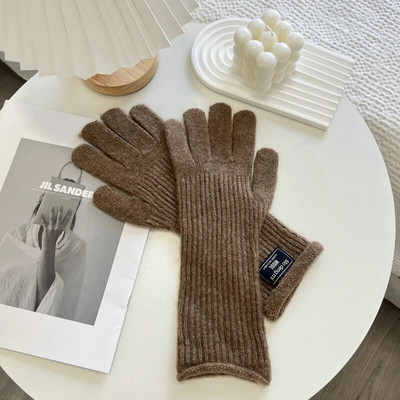 Modne mekane tople rukavice Zimske jednobojne rukavice Ženske tople pletene rukavice za skijanje na otvorenom za žene s punim prstima