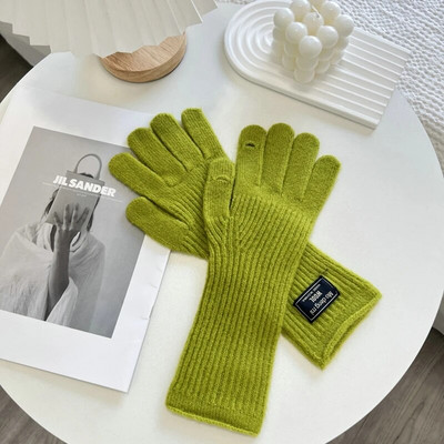Modne mekane tople rukavice Zimske jednobojne rukavice Ženske tople pletene rukavice za skijanje na otvorenom za žene s punim prstima