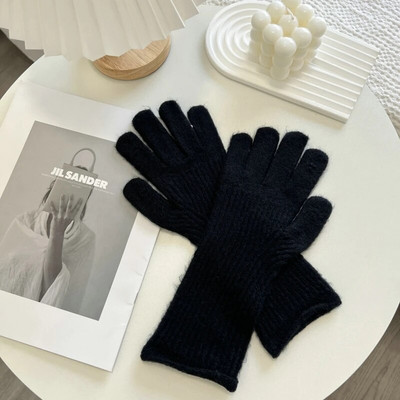 Modne mekane tople rukavice Zimske jednobojne rukavice Ženske tople pletene rukavice za skijanje na otvorenom za žene s punim prstima