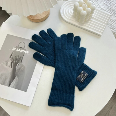 Modne mekane tople rukavice Zimske jednobojne rukavice Ženske tople pletene rukavice za skijanje na otvorenom za žene s punim prstima