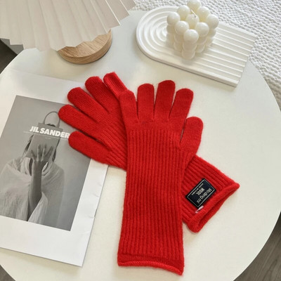 Modne mekane tople rukavice Zimske jednobojne rukavice Ženske tople pletene rukavice za skijanje na otvorenom za žene s punim prstima