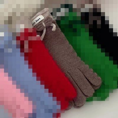 Zimske crvene tople pletene rukavice Rukavice s punim prstima Zaslon osjetljiv na dodir Skijanje Slatka mašna Rukavice Radne rukavice za žene