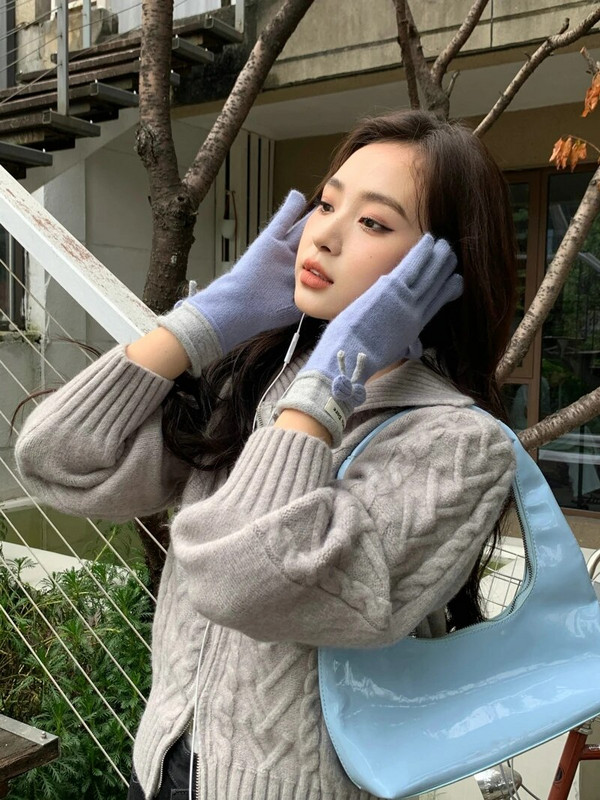 Zimske crvene tople pletene rukavice Rukavice s punim prstima Zaslon osjetljiv na dodir Skijanje Slatka mašna Rukavice Radne rukavice za žene