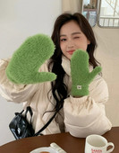 Modne rukavice Zaslon osjetljiv na dodir Zimske rukavice od imitacije zečje dlake Ženske tople pletene rukavice za skijanje na otvorenom za žene s punim prstima