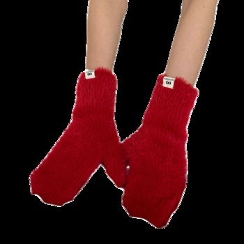 Модни ръкавици Сензорен екран Зимни ръкавици с имитация на заешка коса Дамски топли плетени ръкавици с пълен пръст Ски ръкавици на открито за жени