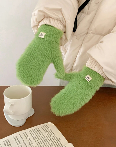 Modne rukavice Zaslon osjetljiv na dodir Zimske rukavice od imitacije zečje dlake Ženske tople pletene rukavice za skijanje na otvorenom za žene s punim prstima