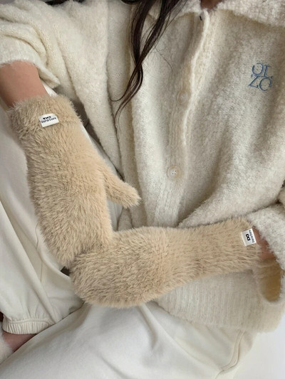 Modne rukavice Zaslon osjetljiv na dodir Zimske rukavice od imitacije zečje dlake Ženske tople pletene rukavice za skijanje na otvorenom za žene s punim prstima