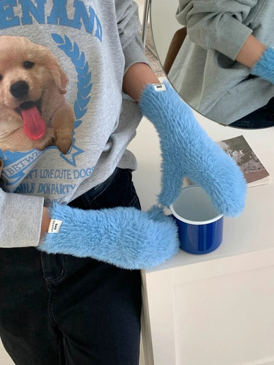 Modne rukavice Zaslon osjetljiv na dodir Zimske rukavice od imitacije zečje dlake Ženske tople pletene rukavice za skijanje na otvorenom za žene s punim prstima