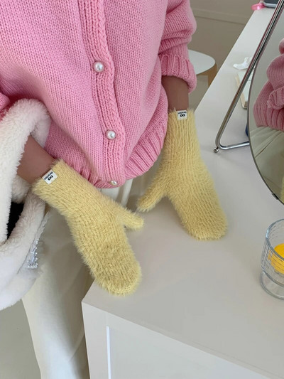 Modne rukavice Zaslon osjetljiv na dodir Zimske rukavice od imitacije zečje dlake Ženske tople pletene rukavice za skijanje na otvorenom za žene s punim prstima