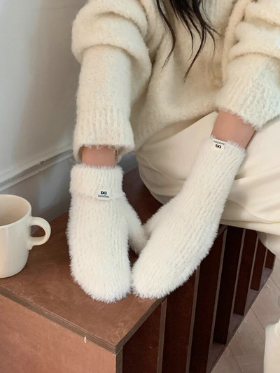 Modne rukavice Zaslon osjetljiv na dodir Zimske rukavice od imitacije zečje dlake Ženske tople pletene rukavice za skijanje na otvorenom za žene s punim prstima