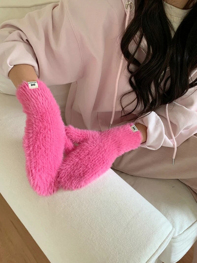 Modne rukavice Zaslon osjetljiv na dodir Zimske rukavice od imitacije zečje dlake Ženske tople pletene rukavice za skijanje na otvorenom za žene s punim prstima