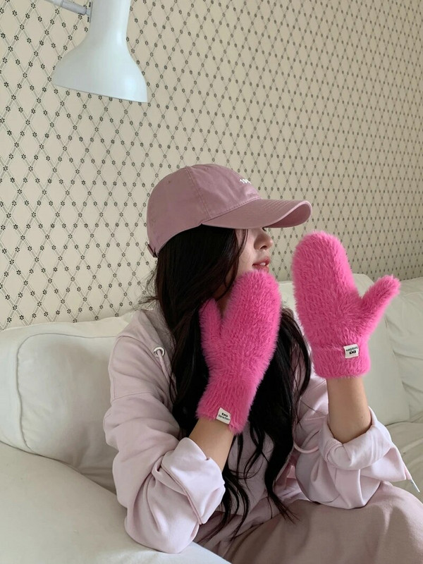 Modne rukavice Zaslon osjetljiv na dodir Zimske rukavice od imitacije zečje dlake Ženske tople pletene rukavice za skijanje na otvorenom za žene s punim prstima