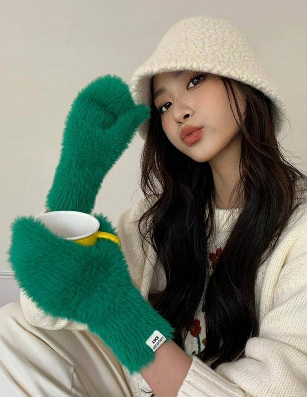 Modne rukavice Zaslon osjetljiv na dodir Zimske rukavice od imitacije zečje dlake Ženske tople pletene rukavice za skijanje na otvorenom za žene s punim prstima