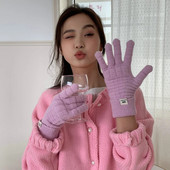 Mecha kesztyű téli kesztyű női koreai kötött meleg egyszínű diákkesztyű érintőképernyős női