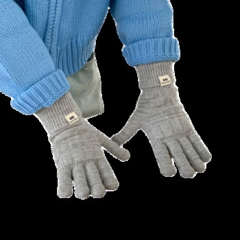 Mecha Gloves Зимни ръкавици Дамски корейски плетени топли едноцветни студентски ръкавици със сензорен екран за жени