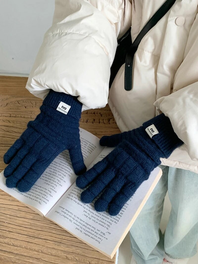 Mecha kesztyű téli kesztyű női koreai kötött meleg egyszínű diákkesztyű érintőképernyős női