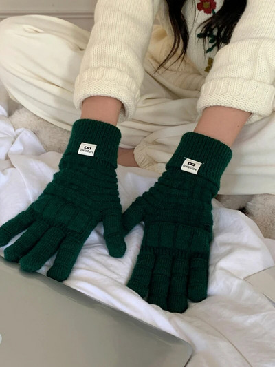 Mecha kesztyű téli kesztyű női koreai kötött meleg egyszínű diákkesztyű érintőképernyős női