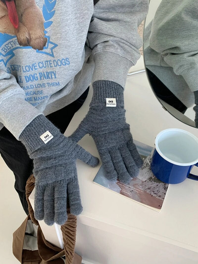 Mecha kesztyű téli kesztyű női koreai kötött meleg egyszínű diákkesztyű érintőképernyős női