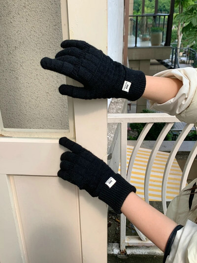 Mecha kesztyű téli kesztyű női koreai kötött meleg egyszínű diákkesztyű érintőképernyős női