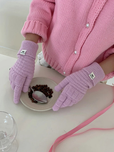 Mecha kesztyű téli kesztyű női koreai kötött meleg egyszínű diákkesztyű érintőképernyős női