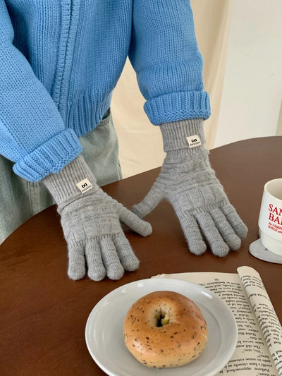 Mecha kesztyű téli kesztyű női koreai kötött meleg egyszínű diákkesztyű érintőképernyős női