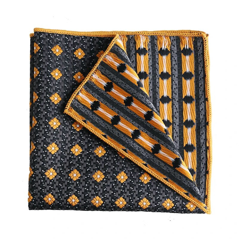 Tailor Smith jauns vīriešu oranži dzeltens poliestera rūtains uzvalks kabatas kvadrātveida retro elegants džentlmeņu biznesa kabatlakats vīriešu dāvana