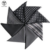 Tailor Smith džepne maramice Muške luksuzne četvrtaste maramice od jacquard prugaste maramice crni rupčić na točkice