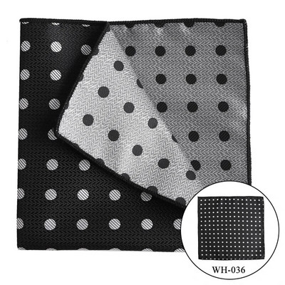 Tailor Smith džepne maramice Muške luksuzne četvrtaste maramice od jacquard prugaste maramice crni rupčić na točkice