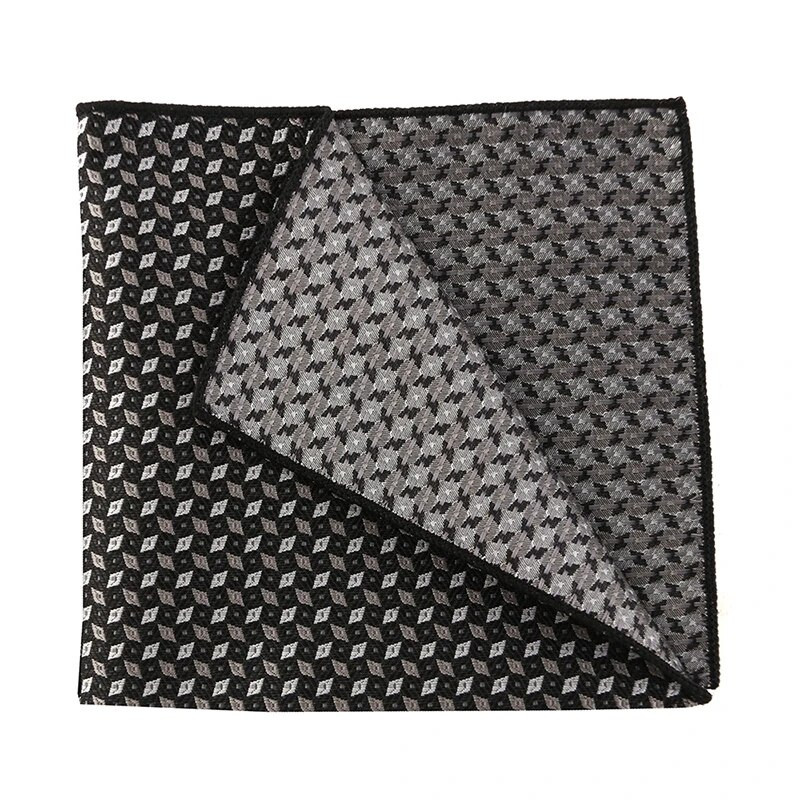 Tailor Smith džepne maramice Muške luksuzne četvrtaste maramice od jacquard prugaste maramice crni rupčić na točkice