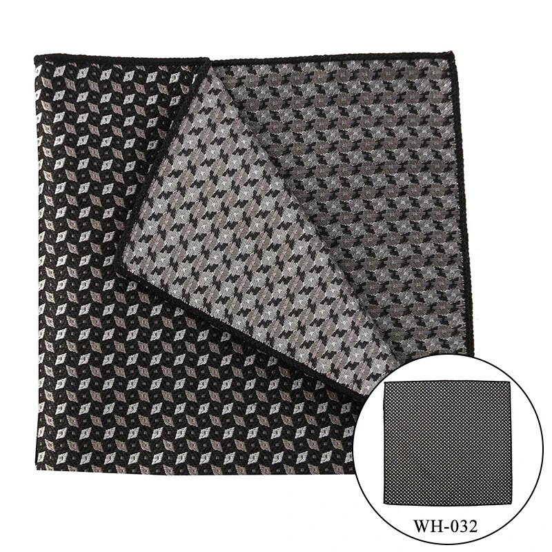 Tailor Smith džepne maramice Muške luksuzne četvrtaste maramice od jacquard prugaste maramice crni rupčić na točkice