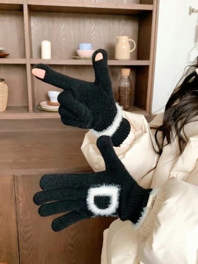 Pismo rukavice Zimske tople pletene rukavice Rukavice s punim prstima Zaslon osjetljiv na dodir Radne skijaške rukavice za žene