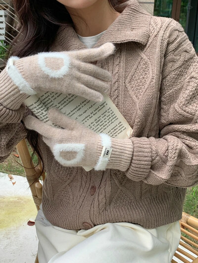 Pismo rukavice Zimske tople pletene rukavice Rukavice s punim prstima Zaslon osjetljiv na dodir Radne skijaške rukavice za žene