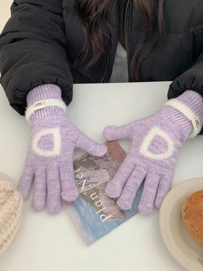 Pismo rukavice Zimske tople pletene rukavice Rukavice s punim prstima Zaslon osjetljiv na dodir Radne skijaške rukavice za žene