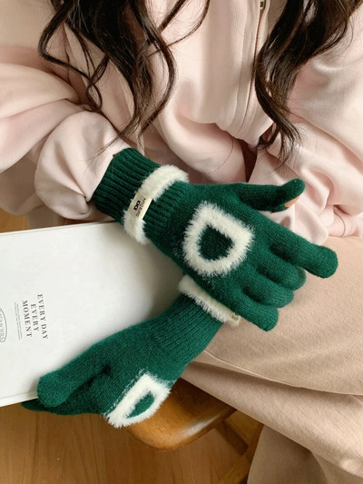 Pismo rukavice Zimske tople pletene rukavice Rukavice s punim prstima Zaslon osjetljiv na dodir Radne skijaške rukavice za žene