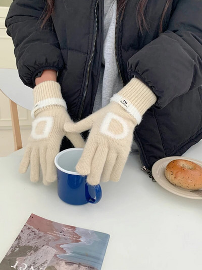 Pismo rukavice Zimske tople pletene rukavice Rukavice s punim prstima Zaslon osjetljiv na dodir Radne skijaške rukavice za žene