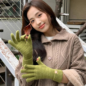 Jednobojne modne rukavice Zaslon osjetljiv na dodir Zimske rukavice Ženske tople pletene rukavice za skijanje na otvorenom za žene s punim prstima