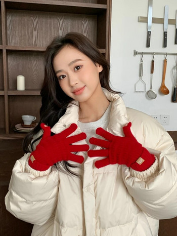 Μονόχρωμα γάντια μόδας Οθόνη αφής Χειμερινά γάντια Γυναικεία ζεστά πλεκτά γάντια για σκι εξωτερικού χώρου για γυναίκες