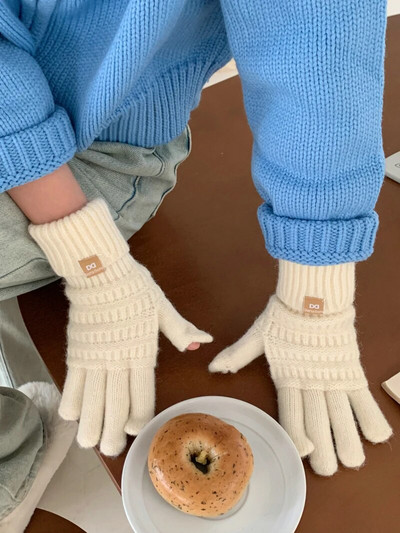 Jednobojne modne rukavice Zaslon osjetljiv na dodir Zimske rukavice Ženske tople pletene rukavice za skijanje na otvorenom za žene s punim prstima