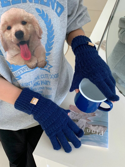 Jednobojne modne rukavice Zaslon osjetljiv na dodir Zimske rukavice Ženske tople pletene rukavice za skijanje na otvorenom za žene s punim prstima