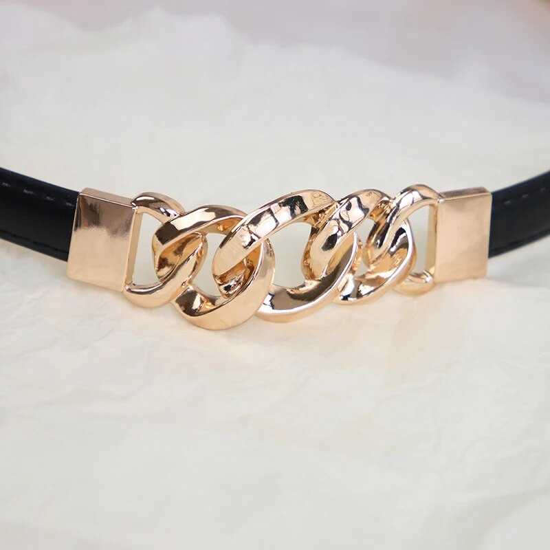 Ženski tanki remen s lančanom kopčom, divlje PU kožne naramenice, remenje oko struka, ženski ženski, podesivi ukrasni pojasevi za suknju, haljinu