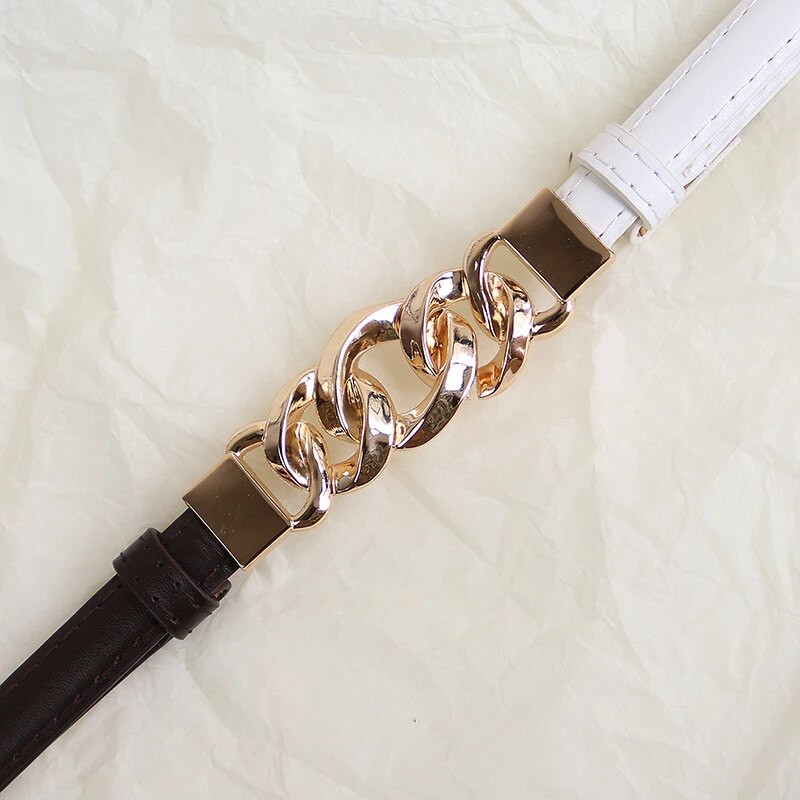 Ženski tanki remen s lančanom kopčom, divlje PU kožne naramenice, remenje oko struka, ženski ženski, podesivi ukrasni pojasevi za suknju, haljinu
