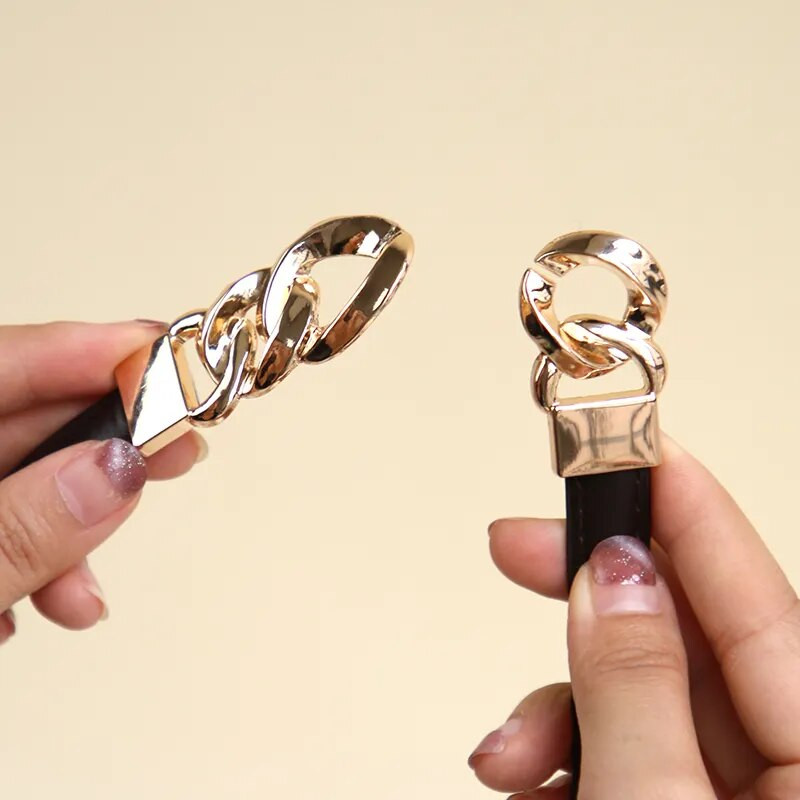 Ženski tanki remen s lančanom kopčom, divlje PU kožne naramenice, remenje oko struka, ženski ženski, podesivi ukrasni pojasevi za suknju, haljinu