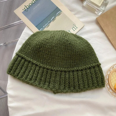 Korejska vunena pletena kapa, mekana topla kapa, Y2k ribarska kapa, ženska zimska heklana pletena jesenska vunena kapa s lubanjom