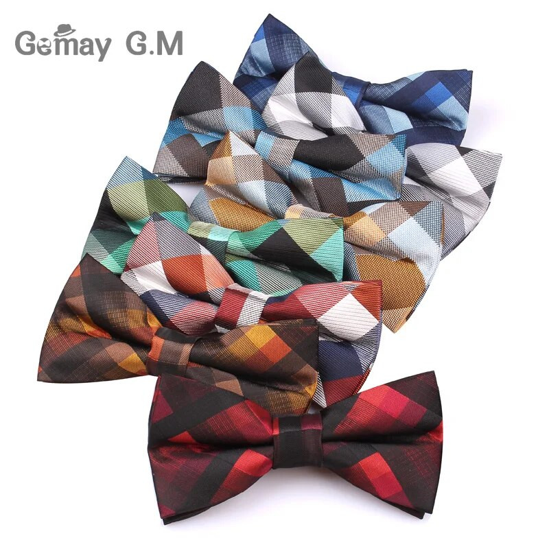 Kockás csokornyakkendők férfiaknak Poliészter divatos, állítható csokornyakkendő esküvői partikra Kravats vőlegény pillangó felnőtt kockás csokornyakkendő