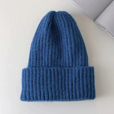 Nauja saldainių spalvų žieminė kepurė Moteriška megzta kepurė Šilta Minkšta madinga kepuraitė Kpop Style Vilna Beanie Elegantiška visiems tinkanti kepurė
